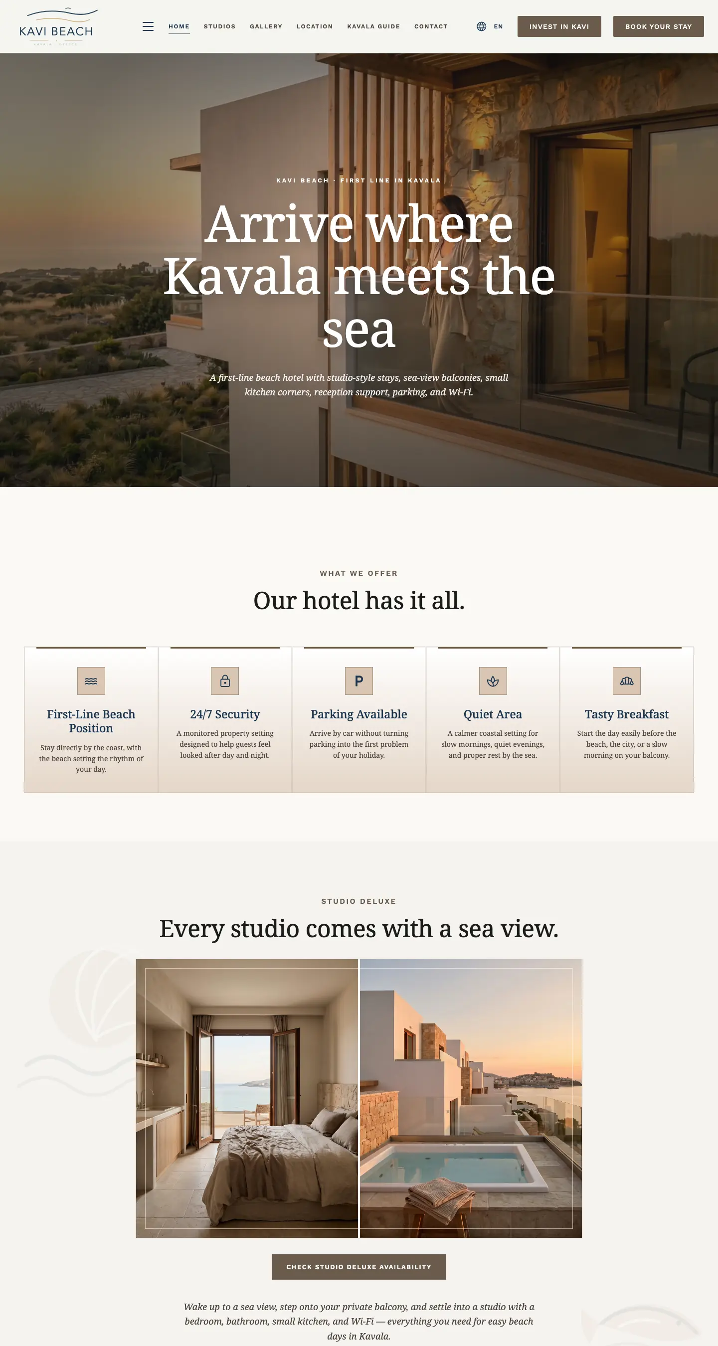 Homepage of Kavi Beach, captured from kavi-beach.marrbo-store.workers.dev